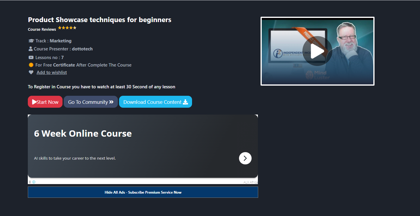 Mind Luster Free Online Courses